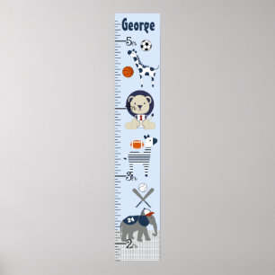Sports & Animals Growth Chart Keep at 8x44!
