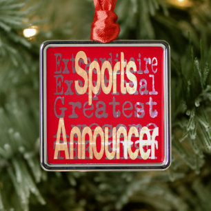 Sports Announcer Extraordinaire Metal Tree Decoration