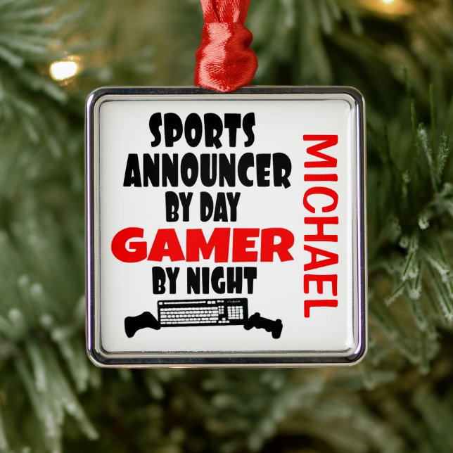 Sports Announcer Loves Playing Video Games Metal Tree Decoration (Tree)