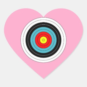 Sports Archery Target on Carnation Pink Heart Heart Sticker