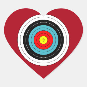Sports Archery Target on Dark Red Heart Heart Sticker
