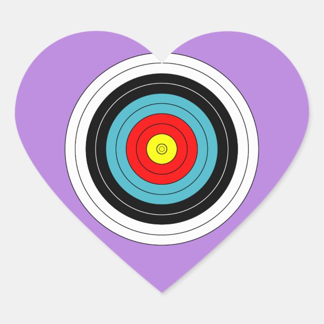 Sports Archery Target on Lavender Purple Heart Heart Sticker (Front)