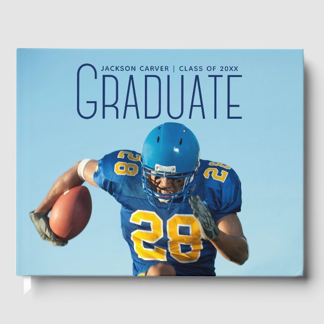 Sports Athlete Graduate Photo 2025 Graduation Guest Book (Front)
