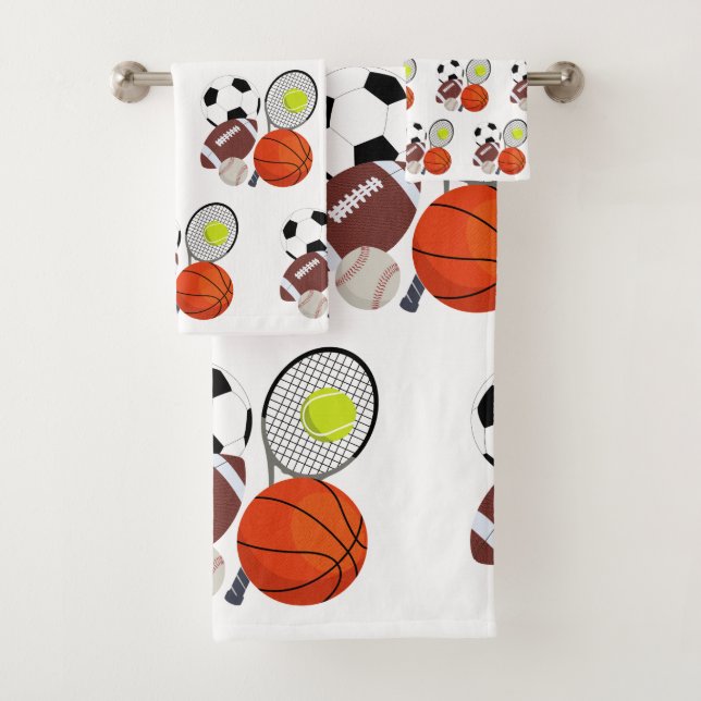 Sports Athletic Balls  Bath Towel Set (Insitu)