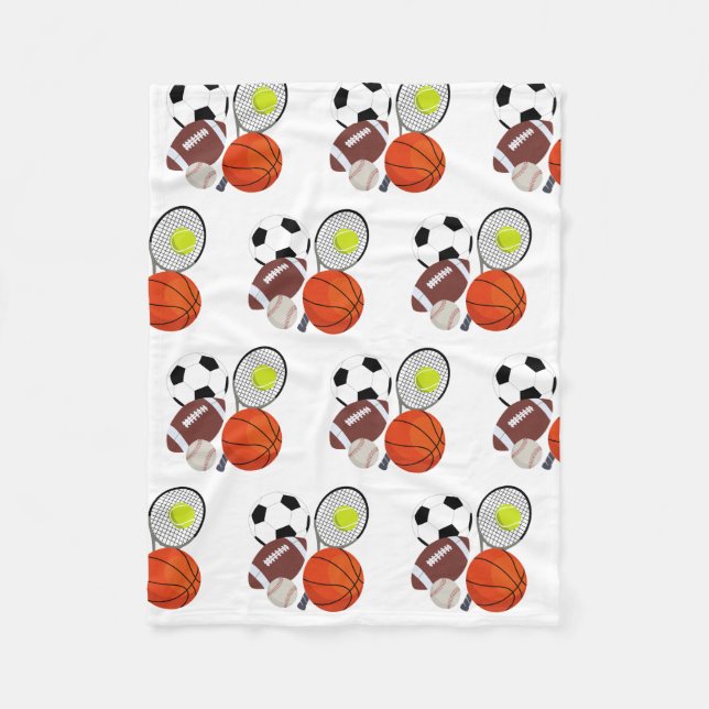 Sports Athletic Balls Fleece Blanket (Front)