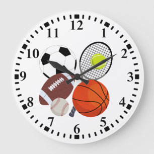 Sports Athletic Balls Large Clock