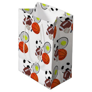 Sports Athletic Balls  Medium Gift Bag