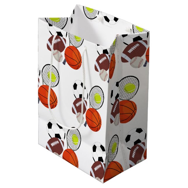 Sports Athletic Balls  Medium Gift Bag (Front Angled)
