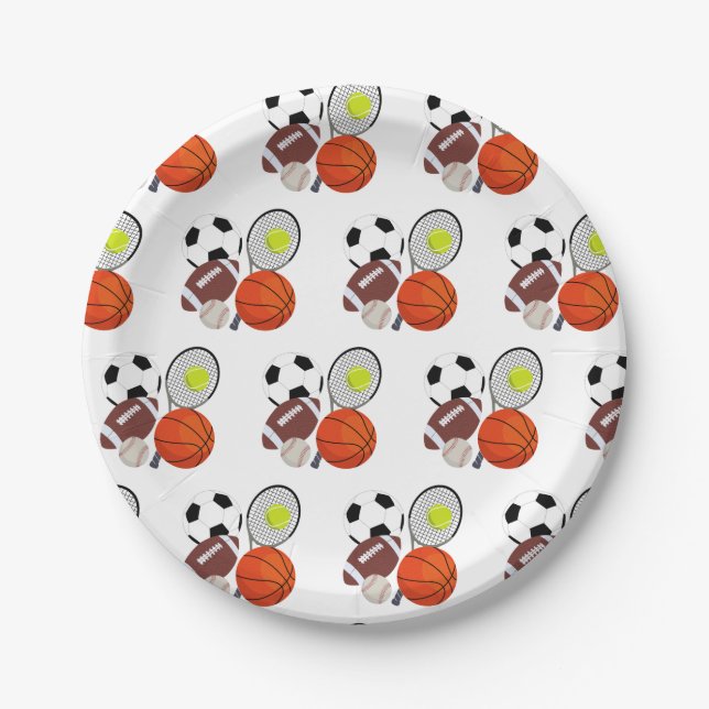 Sports Athletic Balls  Paper Plate (Front)