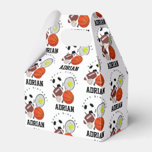 Sports Athletic Balls Personalised Name Birthday Favour Box