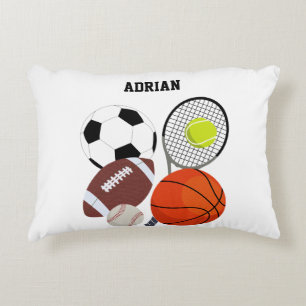 Sports Athletic Balls Personalised Name  Decorative Cushion