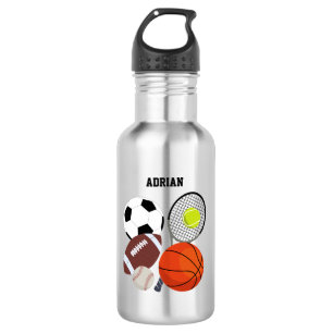Sports Athletic Balls Personalised Name School 532 Ml Water Bottle