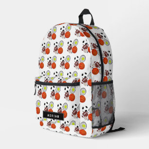 Sports Athletic Balls Personalised Name School Printed Backpack