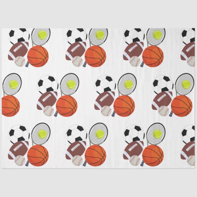 Sports Athletic Balls   Tissue Paper (Front)
