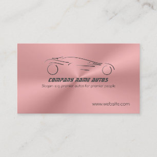 Sports Auto on Rose Pink Metallic Steel Effect Business Card