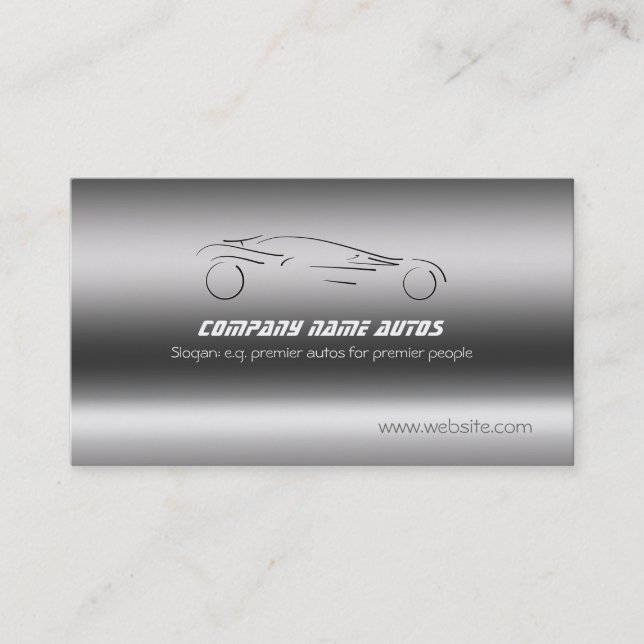 Sports Auto Sales and Repairs on metallic-look Business Card (Front)