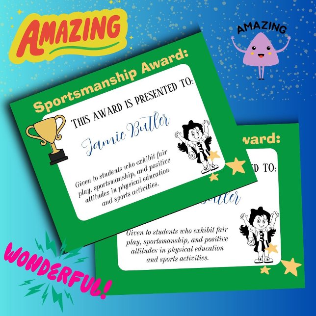 Sports award sportsmanship class certificate (Amazing)