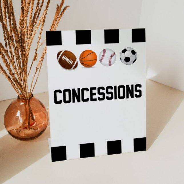 Sports Baby Shower Birthday Concession Stand Food Pedestal Sign (Creator Uploaded)