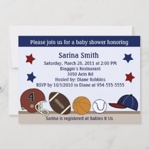 Sports Baby Shower/Birthday Party Invitations