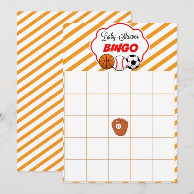 Sports Baby Shower Blank Gift Baby Bingo Cards (Front/Back)