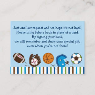Sports Baby Shower Book Request Cards