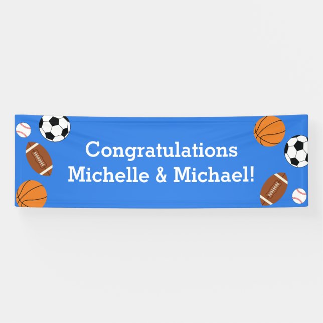 Sports Baby Shower Co-ed Theme Boy Blue Banner (Horizontal)