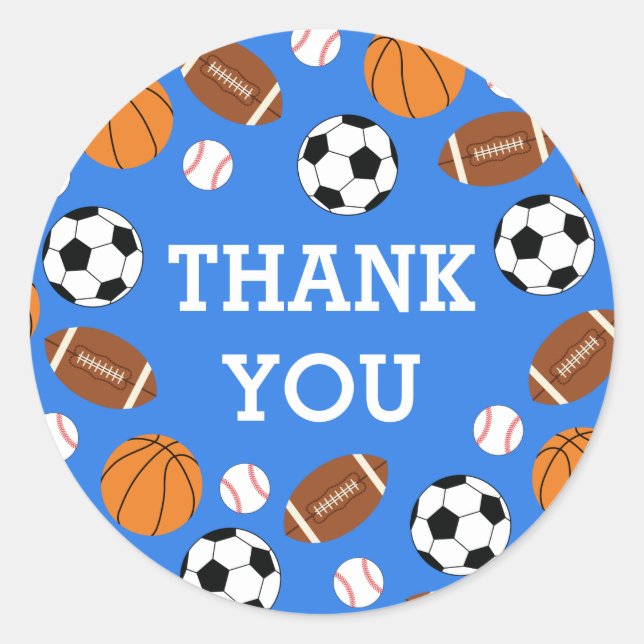 Sports Baby Shower Co-ed Theme Boy Blue Classic Round Sticker (Front)