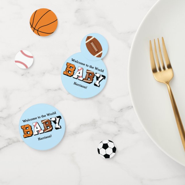 Sports Baby Shower Co-ed Theme Boy Blue Confetti (Group)
