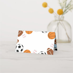 Sports Baby Shower Co-ed Theme Boy Blue Place Card