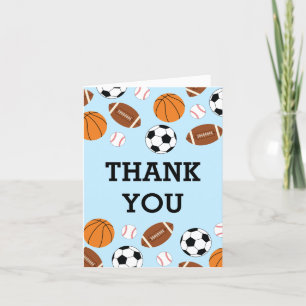 Sports Baby Shower Co-ed Theme Boy Blue Thank You Card