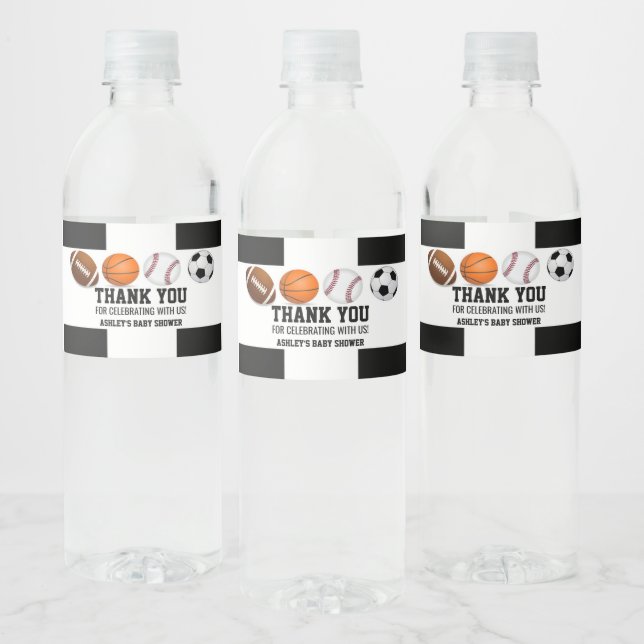 Sports Baby Shower Favour Water Bottle Label (Bottles)