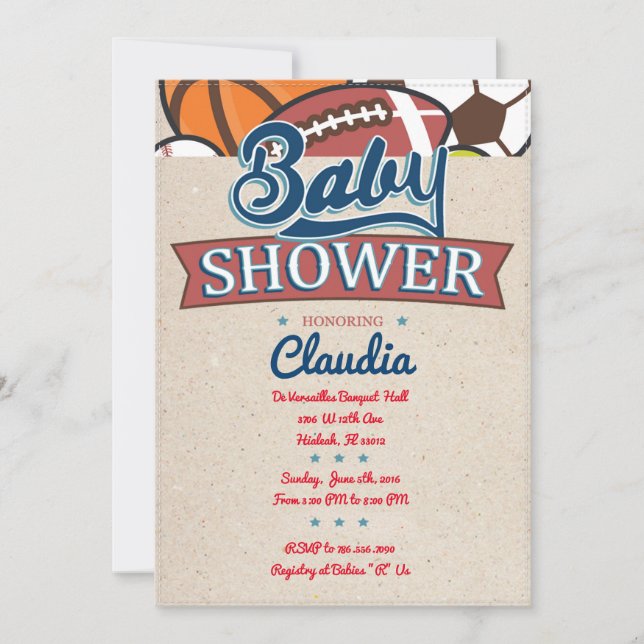 Sports Baby Shower Invitation (Front)