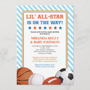 Sports Baby Shower Invitation, All Star Sports Invitation