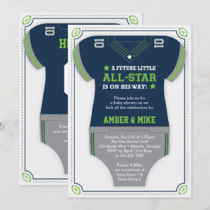 Sports Baby Shower Invitation, Blue, Green Invitation