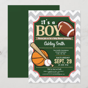 Sports Baby Shower Invitation Boy