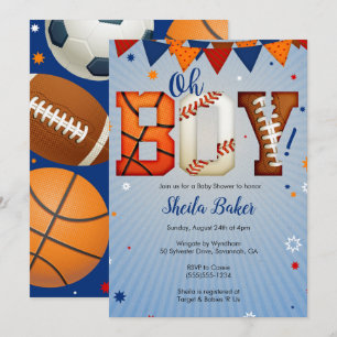 Sports Baby Shower Invitation - Sports All Star