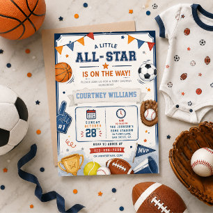 Sports Baby Shower MVP Theme Basketball Soccer Invitation