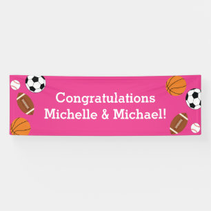 Sports Baby Shower Pink Girl Banner