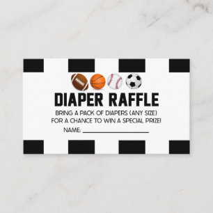 Sports Ball Baby Shower Diaper Raffle Card