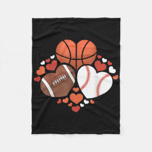 Sports Ball Hearts Football Basketball Baseball Va Fleece Blanket