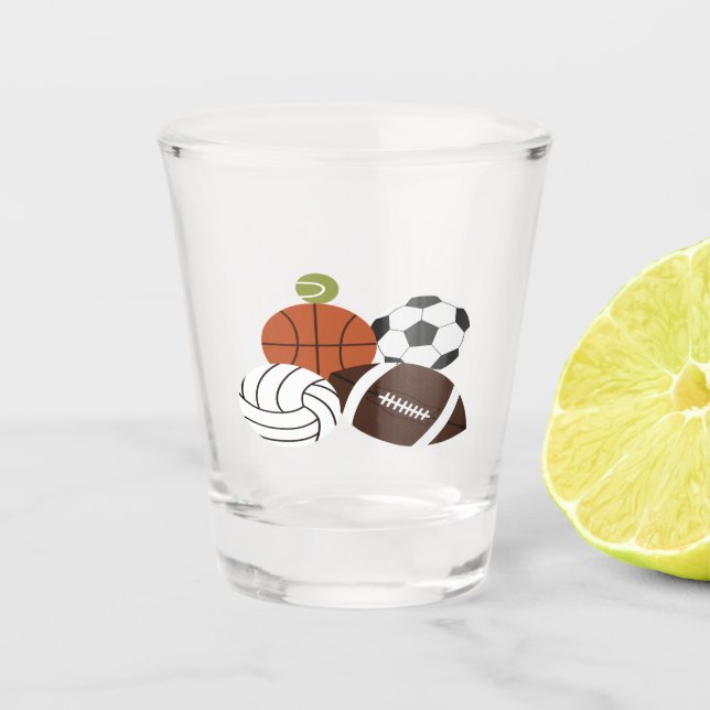 sports ball illustration shot glass (Front)