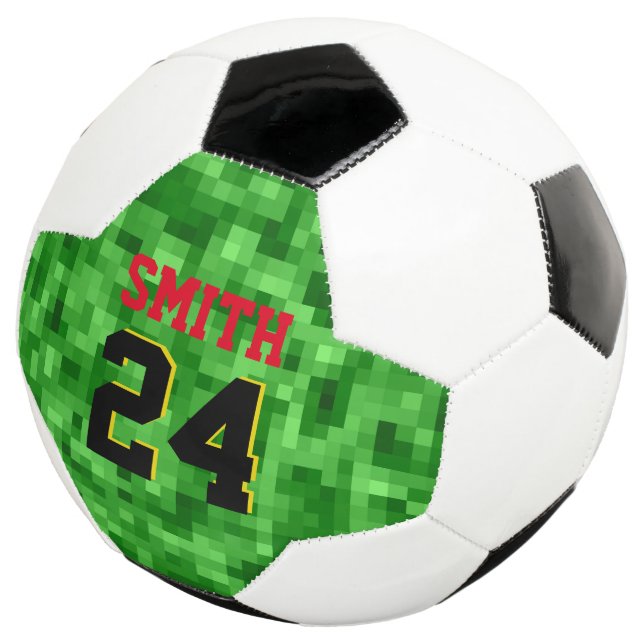 Sports Ball Player NAME NUMBER Pixilated Grass Fun (Three Quarter)