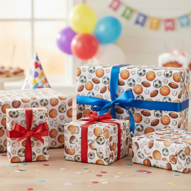 Sports Ball Wrapping Paper – Basketball, Soccer, a (Creator Uploaded)