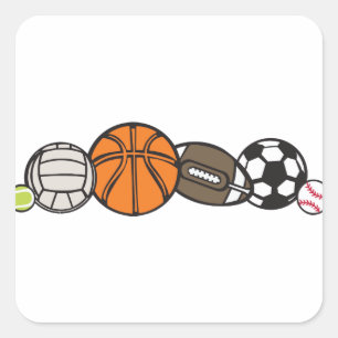 Sports Balls Border Square Sticker