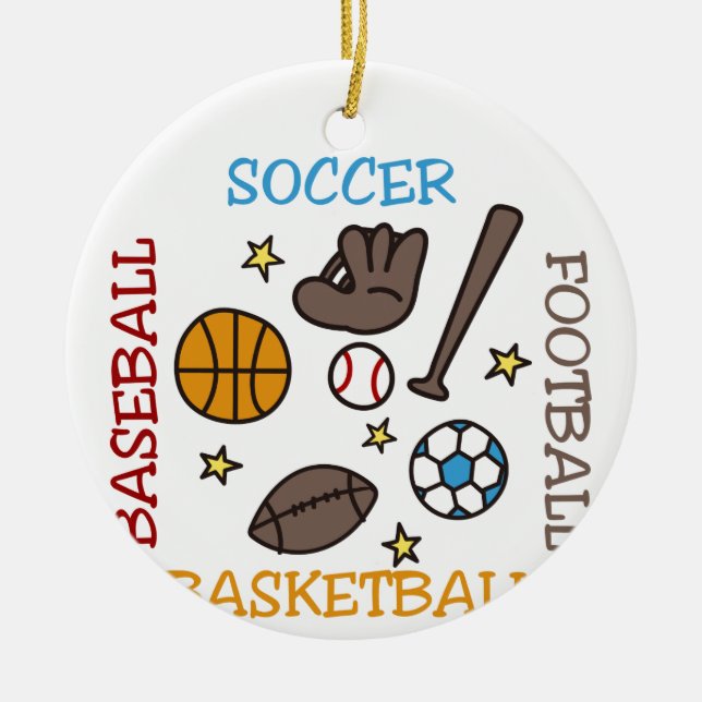 Sports Balls Ceramic Tree Decoration (Front)