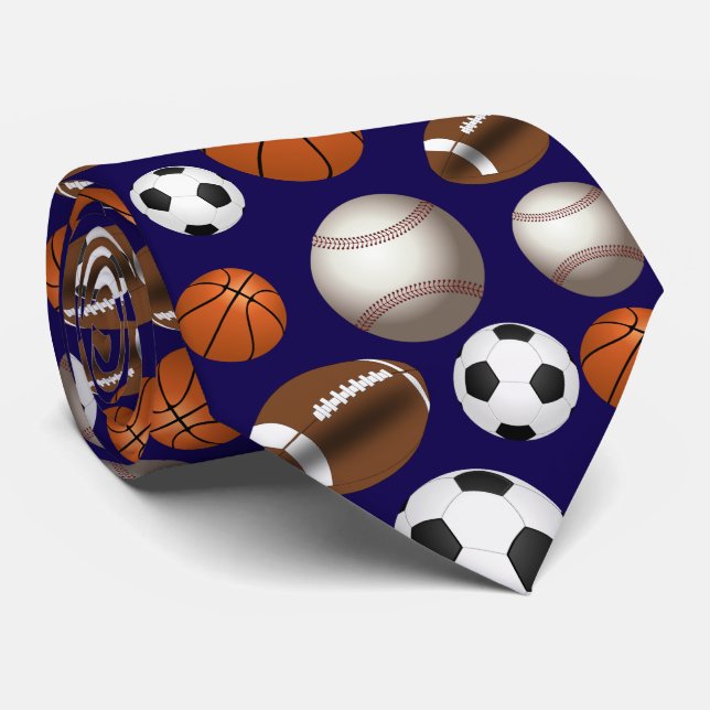Sports Balls Football Futbol Black and White Gold Tie (Rolled)