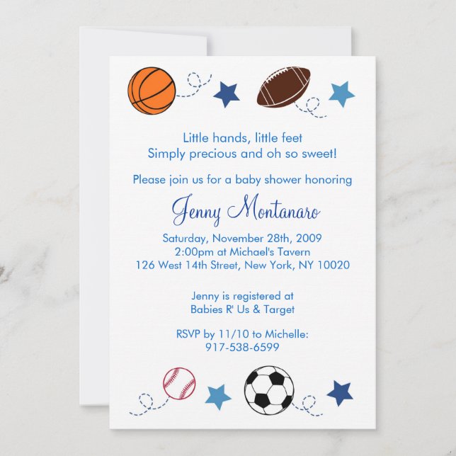 Sports Balls MVP All Star Baby Shower Invitation (Front)