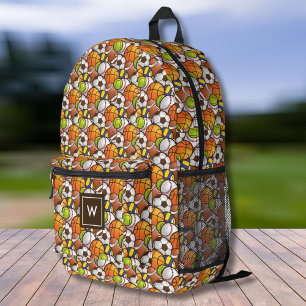 Sports Balls Pattern, Personalised Monogram Printed Backpack