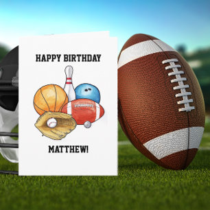 Sports Balls Personalised Birthday Card