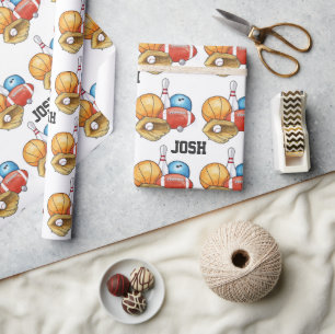 Sports Balls Personalised Wrapping Paper